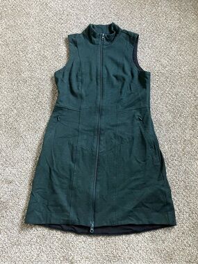 Title Nine Dress Hunter Green Passport Ponte Full Zip Sleeveless Mock Neck Small